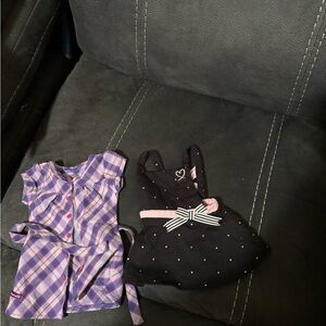 American Girl Purple Plaid Dress & Black Polka Dot Jumper Set
